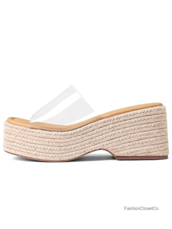 Shoes - Platform Slip On Espadrille Sandals Women Summer Wedges Slides Flatform Open